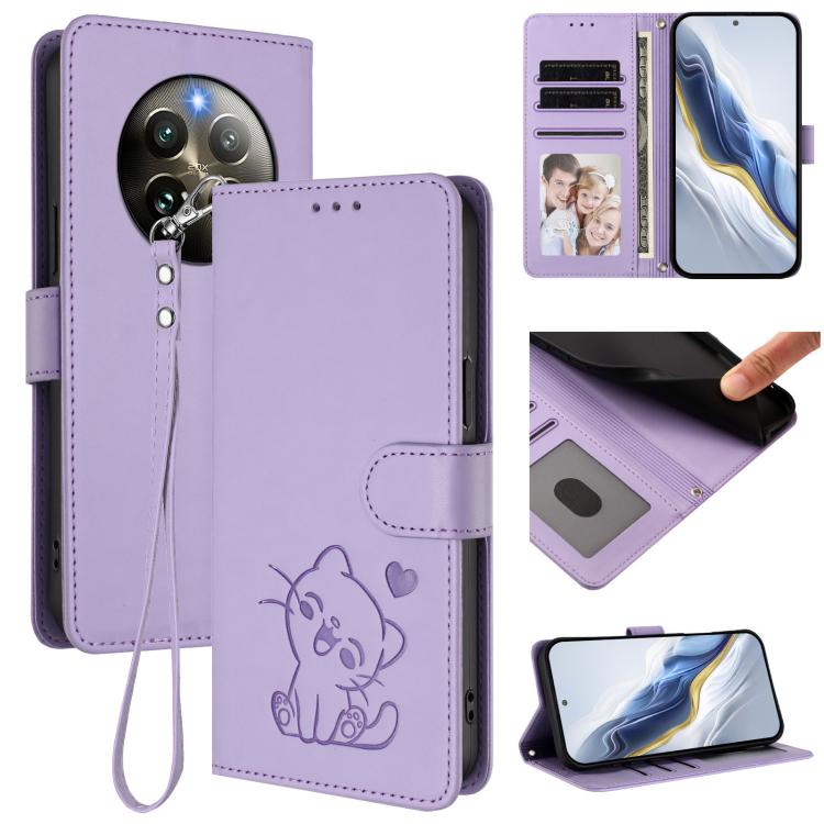 Embossed Heart Cat Leather Phone Case with Hand Strap, For Realme C63 / C61 / Note 60 4G Global, For Realme 13+ 5G Global, For Realme 13 / 12 4G / P1 5G Global, For Realme 13 Pro / 13 Pro+ 5G Global, For Realme GT 6 5G / GT 6T 5G Global                ...