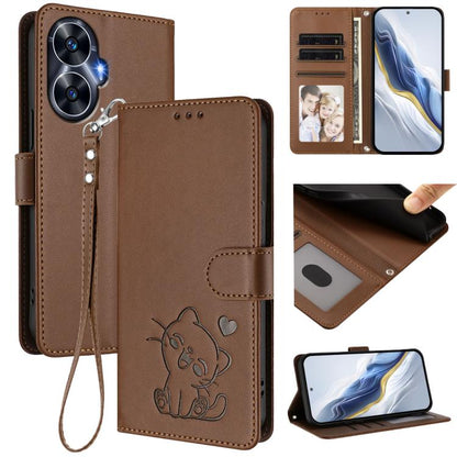 Embossed Heart Cat Leather Phone Case with Hand Strap, For Realme 11 4G Global, For Realme GT5 240W / GT5 5G, For Realme Narzo 60 Pro, For Realme C65 4G Global, For Realme C55 4G Global / Narzo N55, For Realme C33 2023 / 2022, For Realme 10T 5G / 10S 5...