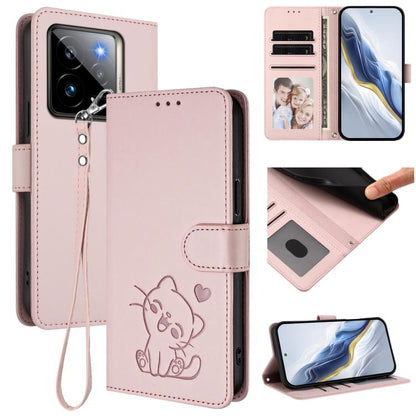 Embossed Heart Cat Leather Phone Case with Hand Strap, For Realme 14 / P3 / 14T 5G Global, For Realme P3 Ultra 5G Global, For Realme P3 Pro 5G Global, For Realme C75 4G Global / 14x 5G India, For Realme 14 Pro+ 5G, For Realme 14 Pro 5G India           ...