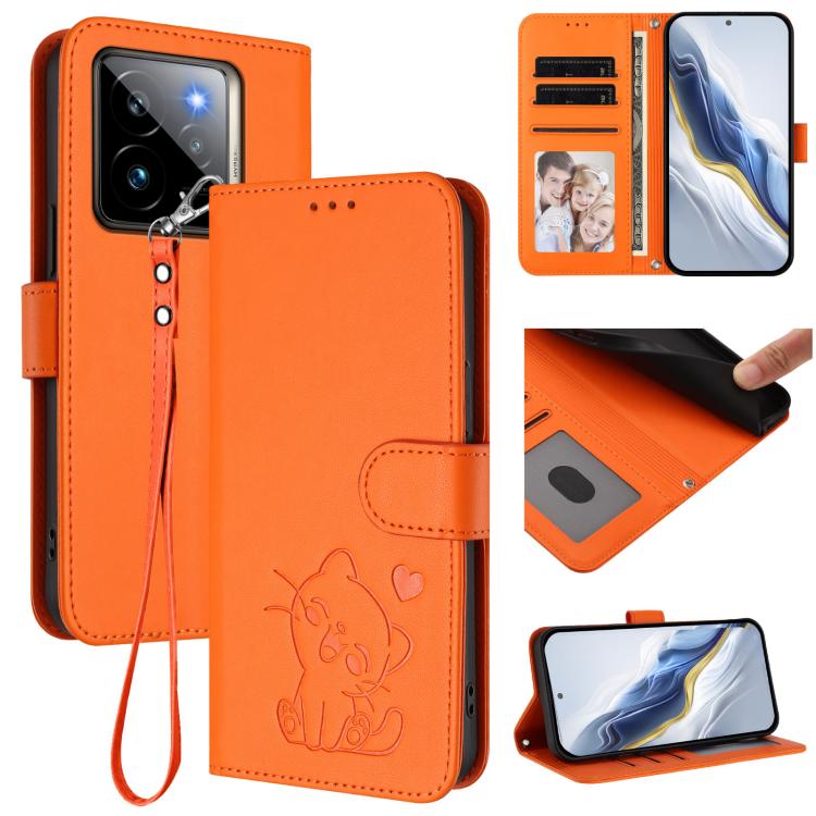Embossed Heart Cat Leather Phone Case with Hand Strap, For Realme 14 / P3 / 14T 5G Global, For Realme P3 Ultra 5G Global, For Realme P3 Pro 5G Global, For Realme C75 4G Global / 14x 5G India, For Realme 14 Pro+ 5G, For Realme 14 Pro 5G India           ...