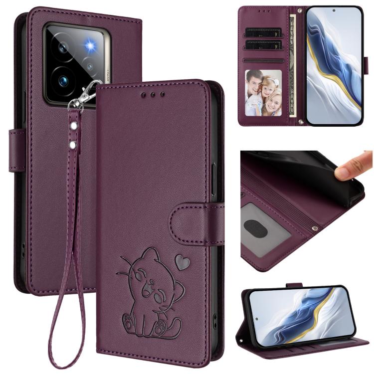 Embossed Heart Cat Leather Phone Case with Hand Strap, For Realme 14 / P3 / 14T 5G Global, For Realme P3 Ultra 5G Global, For Realme P3 Pro 5G Global, For Realme C75 4G Global / 14x 5G India, For Realme 14 Pro+ 5G, For Realme 14 Pro 5G India           ...