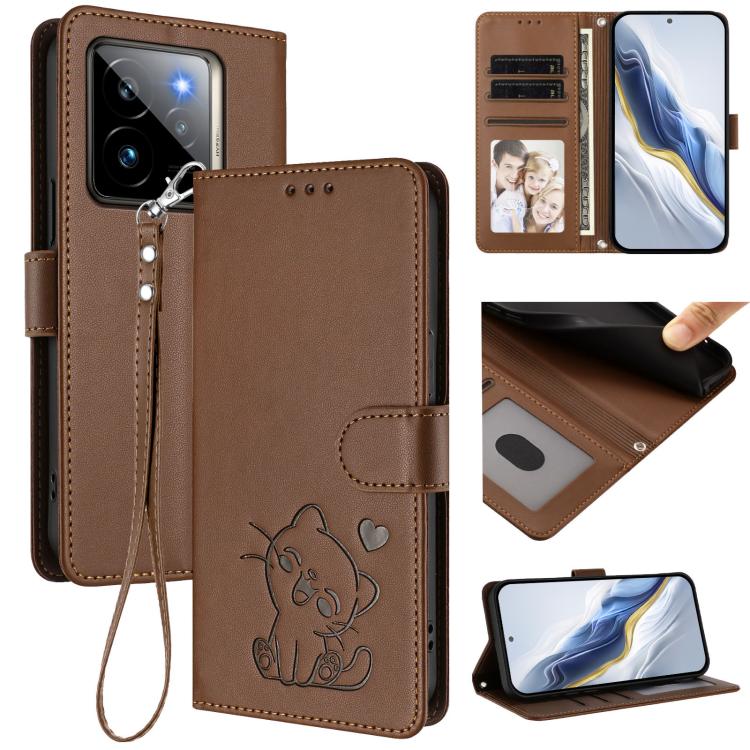 Embossed Heart Cat Leather Phone Case with Hand Strap, For Realme 14 / P3 / 14T 5G Global, For Realme P3 Ultra 5G Global, For Realme P3 Pro 5G Global, For Realme C75 4G Global / 14x 5G India, For Realme 14 Pro+ 5G, For Realme 14 Pro 5G India           ...