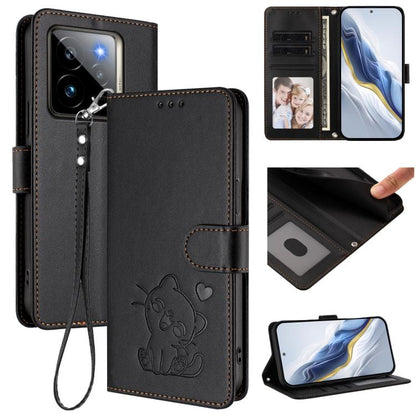 Embossed Heart Cat Leather Phone Case with Hand Strap, For Realme 14 / P3 / 14T 5G Global, For Realme P3 Ultra 5G Global, For Realme P3 Pro 5G Global, For Realme C75 4G Global / 14x 5G India, For Realme 14 Pro+ 5G, For Realme 14 Pro 5G India           ...