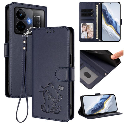 Embossed Heart Cat Leather Phone Case with Hand Strap, For Realme 11 4G Global, For Realme GT5 240W / GT5 5G, For Realme Narzo 60 Pro, For Realme C65 4G Global, For Realme C55 4G Global / Narzo N55, For Realme C33 2023 / 2022, For Realme 10T 5G / 10S 5...