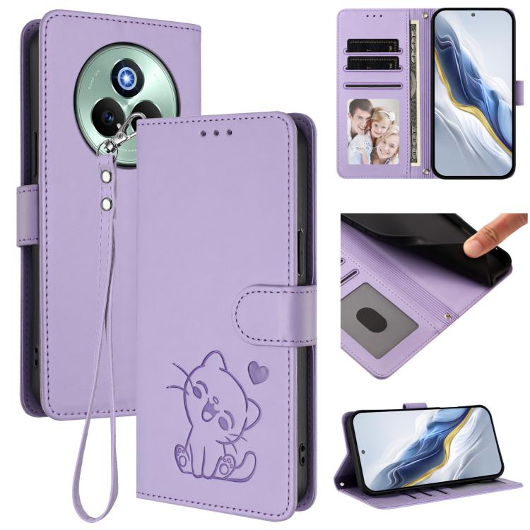 Embossed Heart Cat Leather Phone Case with Hand Strap, For Realme 14 / P3 / 14T 5G Global, For Realme P3 Ultra 5G Global, For Realme P3 Pro 5G Global, For Realme C75 4G Global / 14x 5G India, For Realme 14 Pro+ 5G, For Realme 14 Pro 5G India           ...