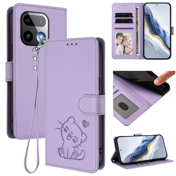Embossed Heart Cat Leather Phone Case with Hand Strap, For Realme 16T 5G, For Realme C100 5G / C85 4G / 5G / C83 5G, For Realme Note 80 4G Global, For Realme C83 5G India / C85 5G / 15x 5G, For Realme 16 5G, For Realme 16 Pro+ 5G, For Realme 16 Pro 5G ...