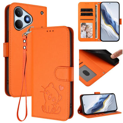 Embossed Heart Cat Leather Phone Case with Hand Strap, For Realme 16T 5G, For Realme C100 5G / C85 4G / 5G / C83 5G, For Realme Note 80 4G Global, For Realme C83 5G India / C85 5G / 15x 5G, For Realme 16 5G, For Realme 16 Pro+ 5G, For Realme 16 Pro 5G ...