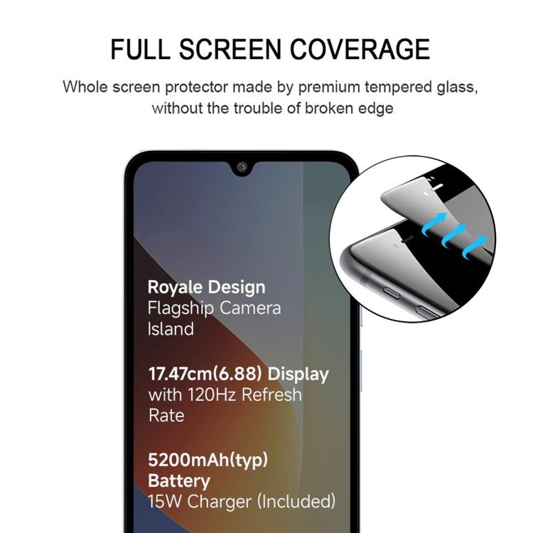 High Aluminum Full Screen Silk Printing Tempered Glass Film, For Redmi A7 4G 171.8mm, For Redmi 17C 4G, For Xiaomi Poco C81x 4G, For Xiaomi Poco M8s 5G, For Xiaomi Poco C81 Pro 4G, For Redmi A7 Pro 171mm / Poco C85x 5G, For Redmi R70 5G / R70m 5G      ...