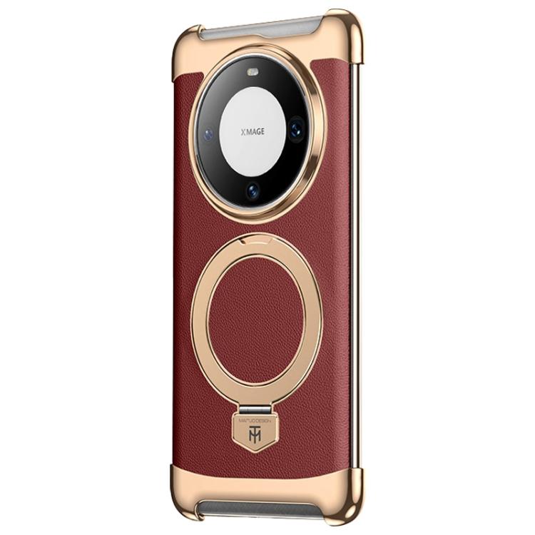 Borderless MagSafe Ring Holder Plain Leather Phone Case, For Huawei Mate 80 RS Ultimate, For Huawei Mate 80 Pro Max, For Huawei Mate 80 / 80 Pro, For Huawei Pura 80 Ultra, For Huawei Pura 80 Pro / 80 Pro+, For Huawei Pura 80                            ...