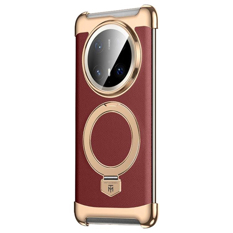 Borderless MagSafe Ring Holder Plain Leather Phone Case, For Huawei Mate 80 RS Ultimate, For Huawei Mate 80 Pro Max, For Huawei Mate 80 / 80 Pro, For Huawei Pura 80 Ultra, For Huawei Pura 80 Pro / 80 Pro+, For Huawei Pura 80                            ...