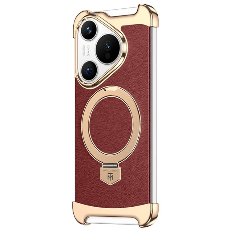 Borderless MagSafe Ring Holder Plain Leather Phone Case, For Huawei Mate 80 RS Ultimate, For Huawei Mate 80 Pro Max, For Huawei Mate 80 / 80 Pro, For Huawei Pura 80 Ultra, For Huawei Pura 80 Pro / 80 Pro+, For Huawei Pura 80                            ...
