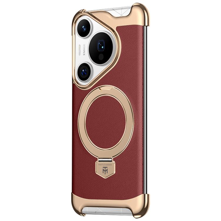 Borderless MagSafe Ring Holder Plain Leather Phone Case, For Huawei Mate 80 RS Ultimate, For Huawei Mate 80 Pro Max, For Huawei Mate 80 / 80 Pro, For Huawei Pura 80 Ultra, For Huawei Pura 80 Pro / 80 Pro+, For Huawei Pura 80                            ...