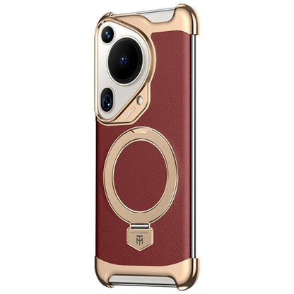 Borderless MagSafe Ring Holder Plain Leather Phone Case, For Huawei Mate 80 RS Ultimate, For Huawei Mate 80 Pro Max, For Huawei Mate 80 / 80 Pro, For Huawei Pura 80 Ultra, For Huawei Pura 80 Pro / 80 Pro+, For Huawei Pura 80                            ...