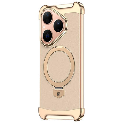 Borderless MagSafe Ring Holder Plain Leather Phone Case, For Huawei Mate 80 RS Ultimate, For Huawei Mate 80 Pro Max, For Huawei Mate 80 / 80 Pro, For Huawei Pura 80 Ultra, For Huawei Pura 80 Pro / 80 Pro+, For Huawei Pura 80                            ...