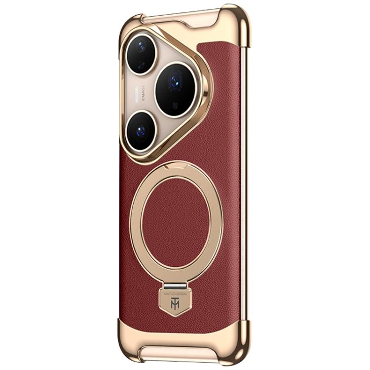 Borderless MagSafe Ring Holder Plain Leather Phone Case, For Huawei Mate 80 RS Ultimate, For Huawei Mate 80 Pro Max, For Huawei Mate 80 / 80 Pro, For Huawei Pura 80 Ultra, For Huawei Pura 80 Pro / 80 Pro+, For Huawei Pura 80                            ...