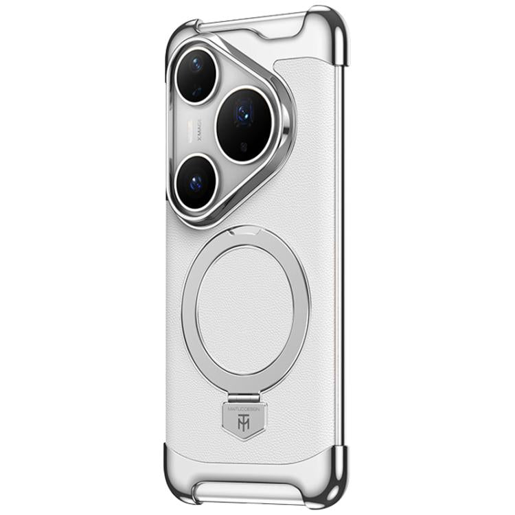 Borderless MagSafe Ring Holder Plain Leather Phone Case, For Huawei Mate 80 RS Ultimate, For Huawei Mate 80 Pro Max, For Huawei Mate 80 / 80 Pro, For Huawei Pura 80 Ultra, For Huawei Pura 80 Pro / 80 Pro+, For Huawei Pura 80                            ...