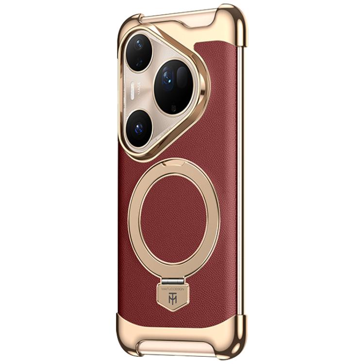 Borderless MagSafe Ring Holder Plain Leather Phone Case, For Huawei Mate 80 RS Ultimate, For Huawei Mate 80 Pro Max, For Huawei Mate 80 / 80 Pro, For Huawei Pura 80 Ultra, For Huawei Pura 80 Pro / 80 Pro+, For Huawei Pura 80                            ...