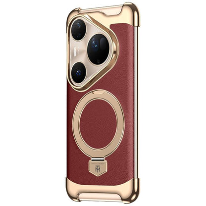 Borderless MagSafe Ring Holder Plain Leather Phone Case, For Huawei Mate 80 RS Ultimate, For Huawei Mate 80 Pro Max, For Huawei Mate 80 / 80 Pro, For Huawei Pura 80 Ultra, For Huawei Pura 80 Pro / 80 Pro+, For Huawei Pura 80                            ...