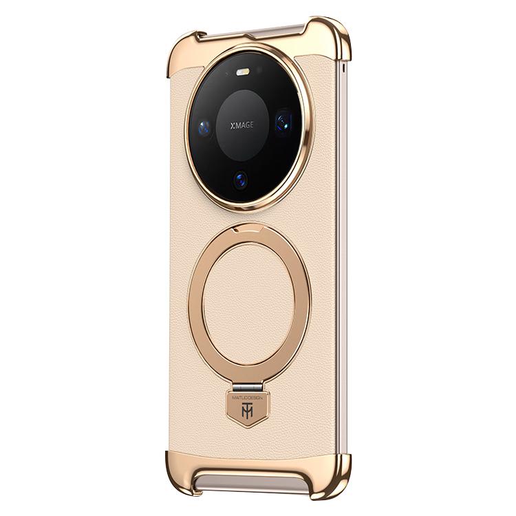 Borderless MagSafe Ring Holder Plain Leather Phone Case, For Huawei Mate 80 RS Ultimate, For Huawei Mate 80 Pro Max, For Huawei Mate 80 / 80 Pro, For Huawei Pura 80 Ultra, For Huawei Pura 80 Pro / 80 Pro+, For Huawei Pura 80                            ...