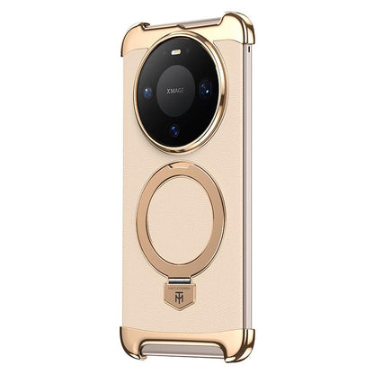 Borderless MagSafe Ring Holder Plain Leather Phone Case, For Huawei Mate 80 RS Ultimate, For Huawei Mate 80 Pro Max, For Huawei Mate 80 / 80 Pro, For Huawei Pura 80 Ultra, For Huawei Pura 80 Pro / 80 Pro+, For Huawei Pura 80                            ...