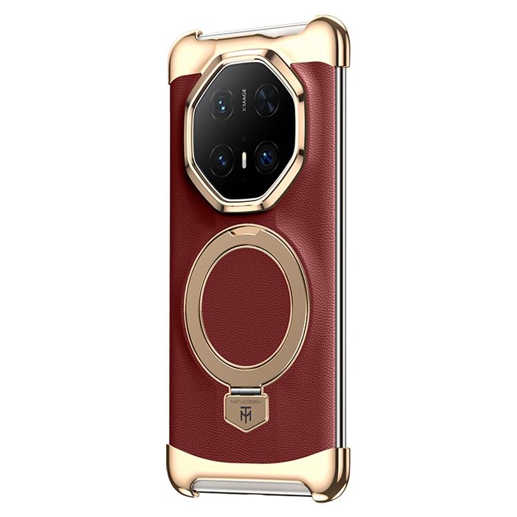 Borderless MagSafe Ring Holder Plain Leather Phone Case, For Huawei Mate 80 RS Ultimate, For Huawei Mate 80 Pro Max, For Huawei Mate 80 / 80 Pro, For Huawei Pura 80 Ultra, For Huawei Pura 80 Pro / 80 Pro+, For Huawei Pura 80                            ...