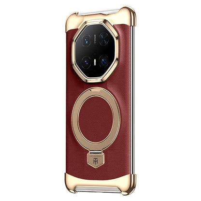 Borderless MagSafe Ring Holder Plain Leather Phone Case, For Huawei Mate 80 RS Ultimate, For Huawei Mate 80 Pro Max, For Huawei Mate 80 / 80 Pro, For Huawei Pura 80 Ultra, For Huawei Pura 80 Pro / 80 Pro+, For Huawei Pura 80                            ...