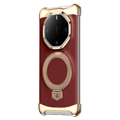 Borderless MagSafe Ring Holder Plain Leather Phone Case, For Huawei Mate 80 RS Ultimate, For Huawei Mate 80 Pro Max, For Huawei Mate 80 / 80 Pro, For Huawei Pura 80 Ultra, For Huawei Pura 80 Pro / 80 Pro+, For Huawei Pura 80                            ...