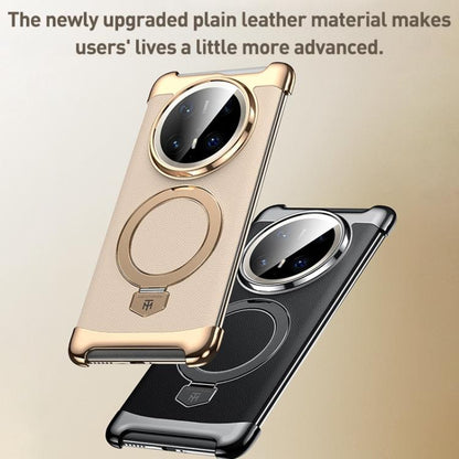 Borderless MagSafe Ring Holder Plain Leather Phone Case, For Huawei Mate 80 RS Ultimate, For Huawei Mate 80 Pro Max, For Huawei Mate 80 / 80 Pro, For Huawei Pura 80 Ultra, For Huawei Pura 80 Pro / 80 Pro+, For Huawei Pura 80                            ...