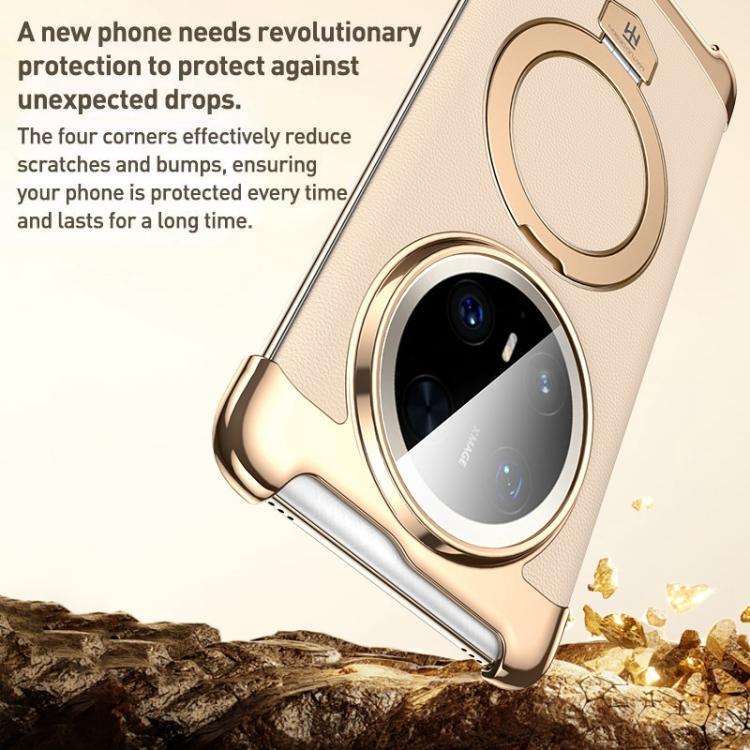 Borderless MagSafe Ring Holder Plain Leather Phone Case, For Huawei Mate 80 RS Ultimate, For Huawei Mate 80 Pro Max, For Huawei Mate 80 / 80 Pro, For Huawei Pura 80 Ultra, For Huawei Pura 80 Pro / 80 Pro+, For Huawei Pura 80                            ...