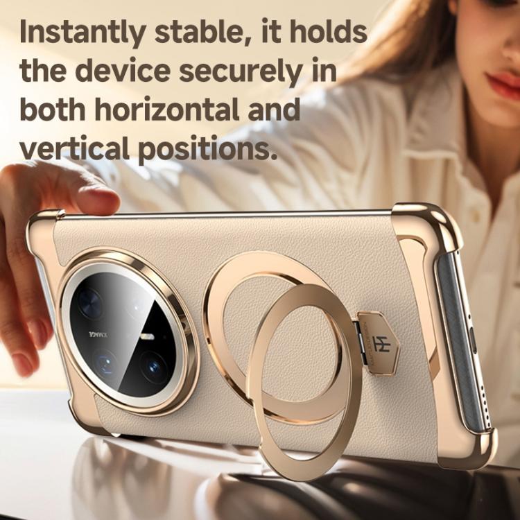 Borderless MagSafe Ring Holder Plain Leather Phone Case, For Huawei Mate 80 RS Ultimate, For Huawei Mate 80 Pro Max, For Huawei Mate 80 / 80 Pro, For Huawei Pura 80 Ultra, For Huawei Pura 80 Pro / 80 Pro+, For Huawei Pura 80                            ...
