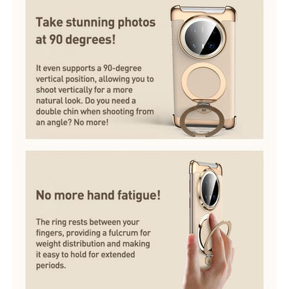 Borderless MagSafe Ring Holder Plain Leather Phone Case, For Huawei Mate 80 RS Ultimate, For Huawei Mate 80 Pro Max, For Huawei Mate 80 / 80 Pro, For Huawei Pura 80 Ultra, For Huawei Pura 80 Pro / 80 Pro+, For Huawei Pura 80                            ...