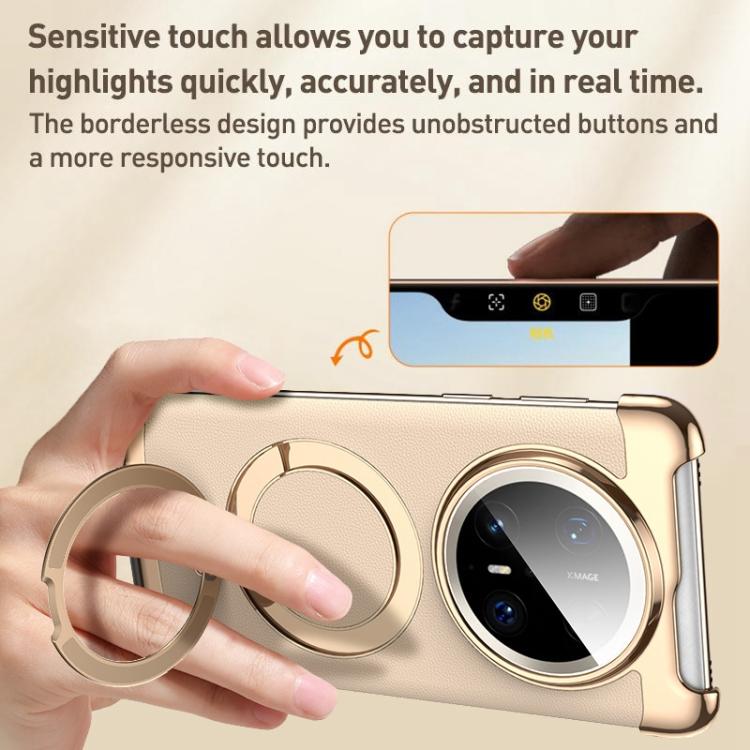 Borderless MagSafe Ring Holder Plain Leather Phone Case, For Huawei Mate 80 RS Ultimate, For Huawei Mate 80 Pro Max, For Huawei Mate 80 / 80 Pro, For Huawei Pura 80 Ultra, For Huawei Pura 80 Pro / 80 Pro+, For Huawei Pura 80                            ...