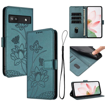 Lotus Embossed Leather Phone Case with Lanyard, For Google Pixel 11 Pro XL, For Google Pixel 11 / 11 Pro, For Google Pixel 10a, For Google Pixel 10 Pro XL / 9 Pro XL, For Google Pixel 10 / 10 Pro / 9 / 9 Pro, For Google Pixel 9a, For Google Pixel 8a   ...
