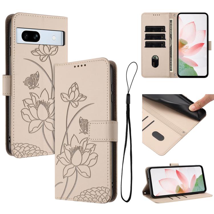 Lotus Embossed Leather Phone Case with Lanyard, For Google Pixel 11 Pro XL, For Google Pixel 11 / 11 Pro, For Google Pixel 10a, For Google Pixel 10 Pro XL / 9 Pro XL, For Google Pixel 10 / 10 Pro / 9 / 9 Pro, For Google Pixel 9a, For Google Pixel 8a   ...