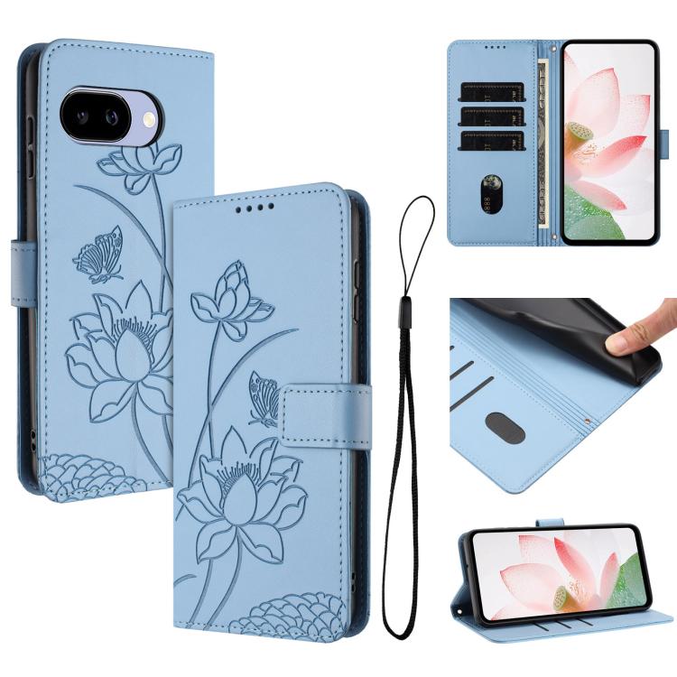 Lotus Embossed Leather Phone Case with Lanyard, For Google Pixel 11 Pro XL, For Google Pixel 11 / 11 Pro, For Google Pixel 10a, For Google Pixel 10 Pro XL / 9 Pro XL, For Google Pixel 10 / 10 Pro / 9 / 9 Pro, For Google Pixel 9a, For Google Pixel 8a   ...