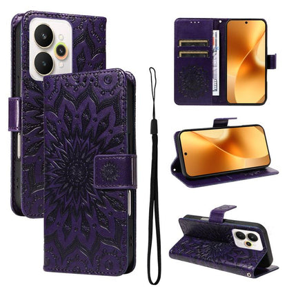 Embossed Sunflower Pattern Flip Leather Phone Case, For Realme 16T 5G, For Realme 16 Pro+ 5G Global, For Realme 16 Pro 5G Global, For Realme P4x 5G, For Realme C85 5G/15X 5G India, For Realme C85 Pro 4G, For Realme 15T 5G, For Realme C71 4G India      ...