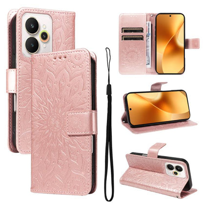 Embossed Sunflower Pattern Flip Leather Phone Case, For Realme 16T 5G, For Realme 16 Pro+ 5G Global, For Realme 16 Pro 5G Global, For Realme P4x 5G, For Realme C85 5G/15X 5G India, For Realme C85 Pro 4G, For Realme 15T 5G, For Realme C71 4G India      ...