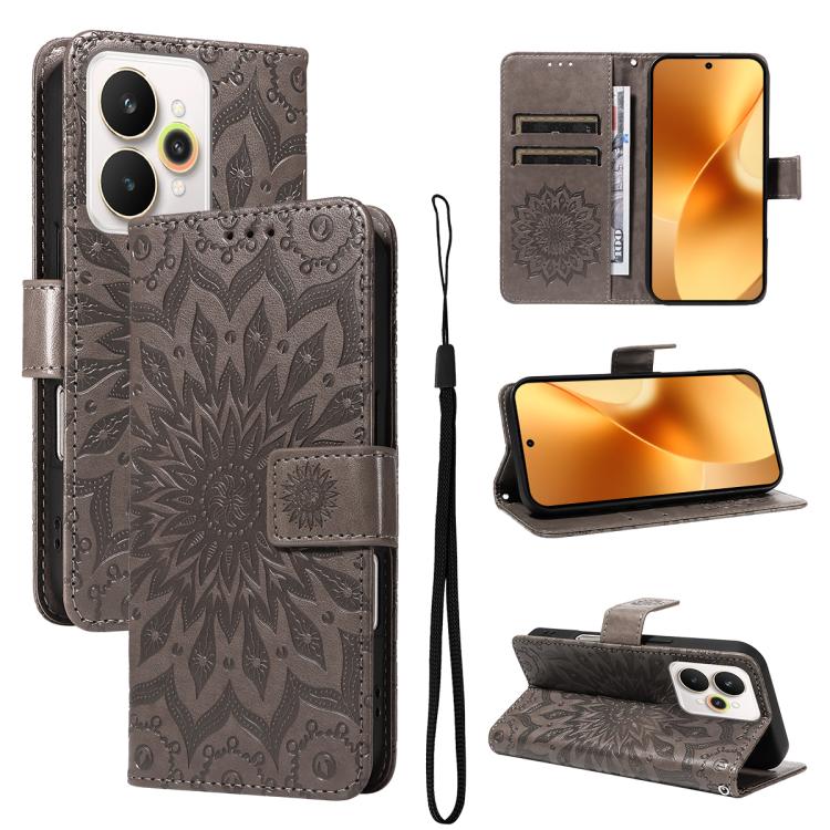 Embossed Sunflower Pattern Flip Leather Phone Case, For Realme 16T 5G, For Realme 16 Pro+ 5G Global, For Realme 16 Pro 5G Global, For Realme P4x 5G, For Realme C85 5G/15X 5G India, For Realme C85 Pro 4G, For Realme 15T 5G, For Realme C71 4G India      ...