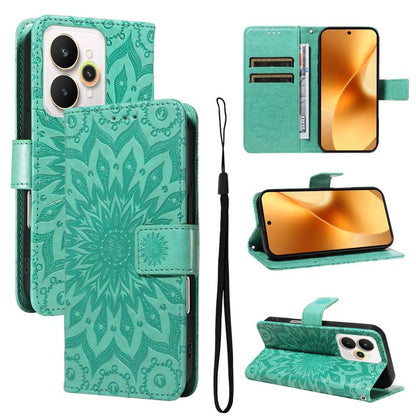 Embossed Sunflower Pattern Flip Leather Phone Case, For Realme 16T 5G, For Realme 16 Pro+ 5G Global, For Realme 16 Pro 5G Global, For Realme P4x 5G, For Realme C85 5G/15X 5G India, For Realme C85 Pro 4G, For Realme 15T 5G, For Realme C71 4G India      ...
