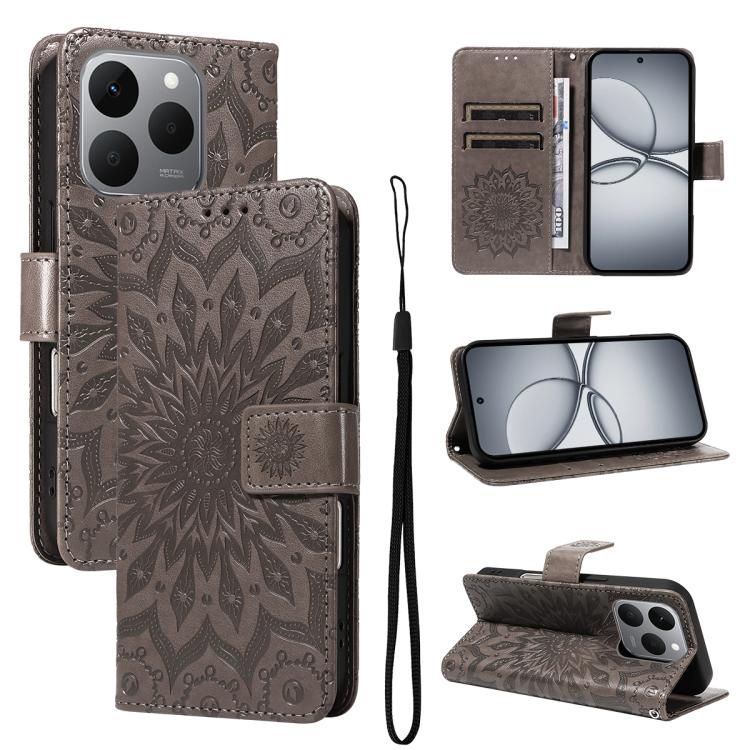 Embossed Sunflower Pattern Flip Leather Phone Case, For Realme 16T 5G, For Realme 16 Pro+ 5G Global, For Realme 16 Pro 5G Global, For Realme P4x 5G, For Realme C85 5G/15X 5G India, For Realme C85 Pro 4G, For Realme 15T 5G, For Realme C71 4G India      ...