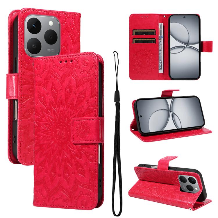 Embossed Sunflower Pattern Flip Leather Phone Case, For Realme 16T 5G, For Realme 16 Pro+ 5G Global, For Realme 16 Pro 5G Global, For Realme P4x 5G, For Realme C85 5G/15X 5G India, For Realme C85 Pro 4G, For Realme 15T 5G, For Realme C71 4G India      ...