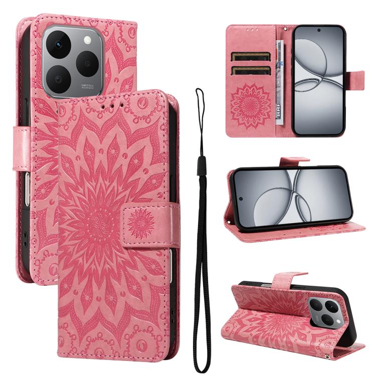 Embossed Sunflower Pattern Flip Leather Phone Case, For Realme 16T 5G, For Realme 16 Pro+ 5G Global, For Realme 16 Pro 5G Global, For Realme P4x 5G, For Realme C85 5G/15X 5G India, For Realme C85 Pro 4G, For Realme 15T 5G, For Realme C71 4G India      ...
