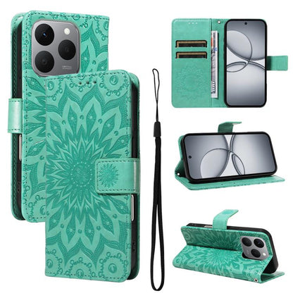 Embossed Sunflower Pattern Flip Leather Phone Case, For Realme 16T 5G, For Realme 16 Pro+ 5G Global, For Realme 16 Pro 5G Global, For Realme P4x 5G, For Realme C85 5G/15X 5G India, For Realme C85 Pro 4G, For Realme 15T 5G, For Realme C71 4G India      ...