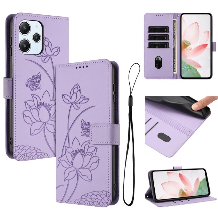 Lotus Embossed Leather Phone Case with Lanyard, For Redmi K70 / K70 Pro / Poco F6 Pro 5G, For Redmi 13C 4G / 5G / 13R / Poco M6 5G, For Redmi Note 13 4G Global, For Redmi K70E / Poco  X6 Pro, For Redmi Note 13 Pro 5G Global / Poco X6                   ...