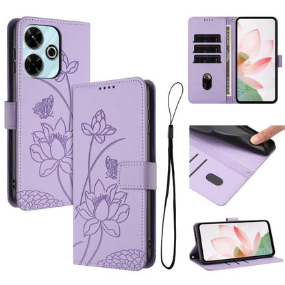 Lotus Embossed Leather Phone Case with Lanyard, For Redmi 15 5G Global / 15 4G SEA 169.5mm, For Redmi 15 5G / 4G EU 171mm, For Redmi 15C 5G/4G Global 171mm / Poco C85 4G, For Redmi 13 4G / 5G / Note 13R / Poco M6 4G, For Redmi A5 4G 171.7mm / Poco C71 ...