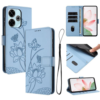 Lotus Embossed Leather Phone Case with Lanyard, For Redmi 15 5G Global / 15 4G SEA 169.5mm, For Redmi 15 5G / 4G EU 171mm, For Redmi 15C 5G/4G Global 171mm / Poco C85 4G, For Redmi 13 4G / 5G / Note 13R / Poco M6 4G, For Redmi A5 4G 171.7mm / Poco C71 ...