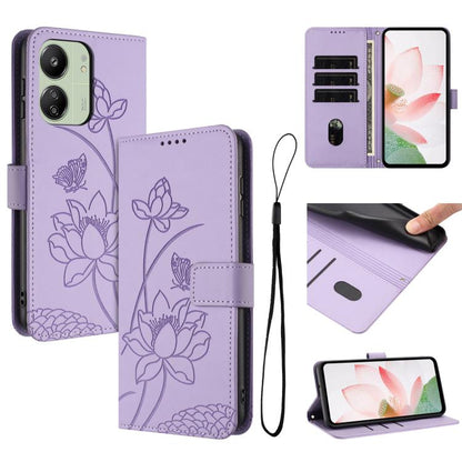 Lotus Embossed Leather Phone Case with Lanyard, For Redmi K70 / K70 Pro / Poco F6 Pro 5G, For Redmi 13C 4G / 5G / 13R / Poco M6 5G, For Redmi Note 13 4G Global, For Redmi K70E / Poco  X6 Pro, For Redmi Note 13 Pro 5G Global / Poco X6                   ...
