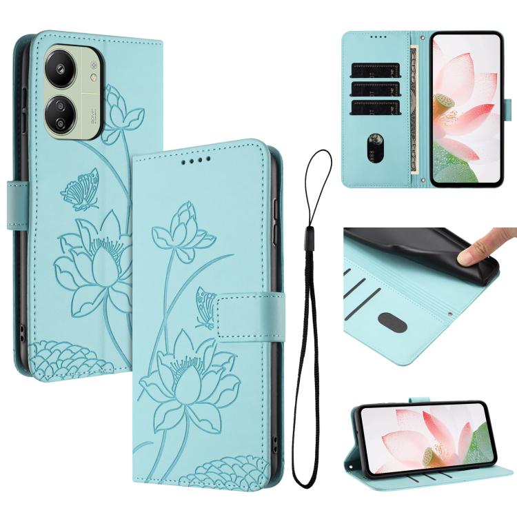 Lotus Embossed Leather Phone Case with Lanyard, For Redmi K70 / K70 Pro / Poco F6 Pro 5G, For Redmi 13C 4G / 5G / 13R / Poco M6 5G, For Redmi Note 13 4G Global, For Redmi K70E / Poco  X6 Pro, For Redmi Note 13 Pro 5G Global / Poco X6                   ...