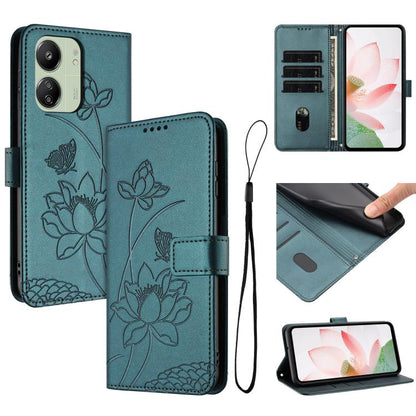 Lotus Embossed Leather Phone Case with Lanyard, For Redmi K70 / K70 Pro / Poco F6 Pro 5G, For Redmi 13C 4G / 5G / 13R / Poco M6 5G, For Redmi Note 13 4G Global, For Redmi K70E / Poco  X6 Pro, For Redmi Note 13 Pro 5G Global / Poco X6                   ...