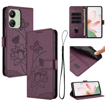 Lotus Embossed Leather Phone Case with Lanyard, For Redmi K70 / K70 Pro / Poco F6 Pro 5G, For Redmi 13C 4G / 5G / 13R / Poco M6 5G, For Redmi Note 13 4G Global, For Redmi K70E / Poco  X6 Pro, For Redmi Note 13 Pro 5G Global / Poco X6                   ...